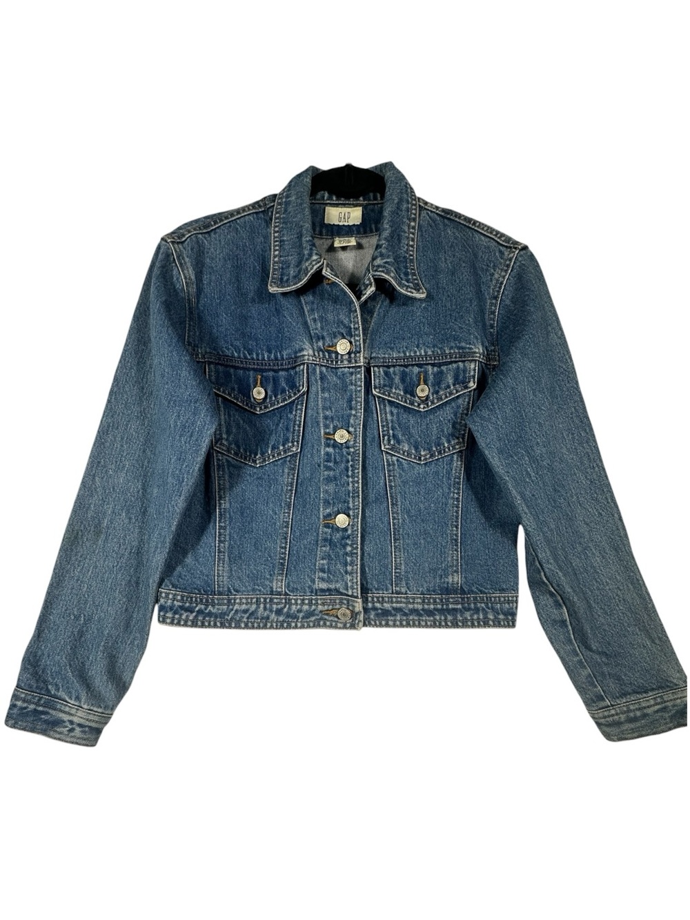 GAP Button-Front Medium Blue Denim Jean Jacket 100% Cotton